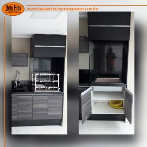 Churrasqueira com coifa modular preta