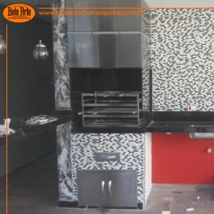 Churrasqueira com coifa inox 304 modular